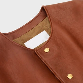 Stylish brown color leather jacket for women
