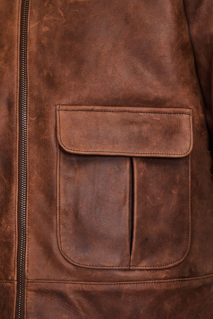 brown men characterful leather jackets 