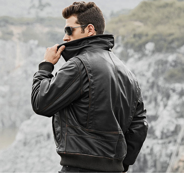 Cow Leather Bomber Jacket for men