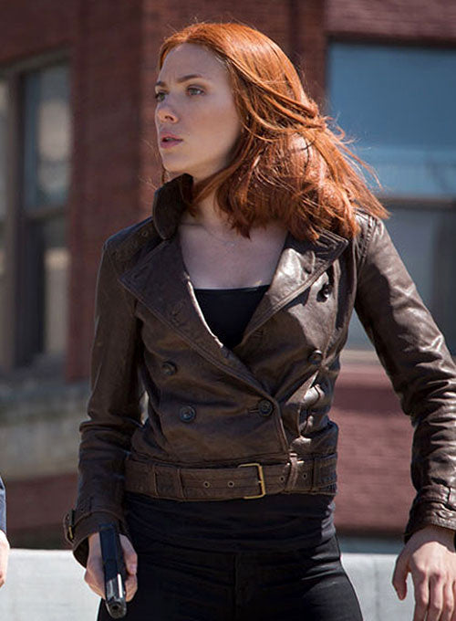 Scarlett Johansson Brown Leather Jacket
