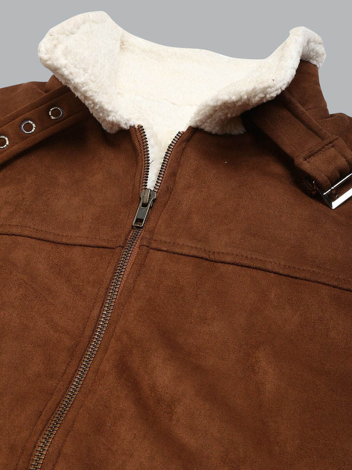 brown jacket fur collar for men