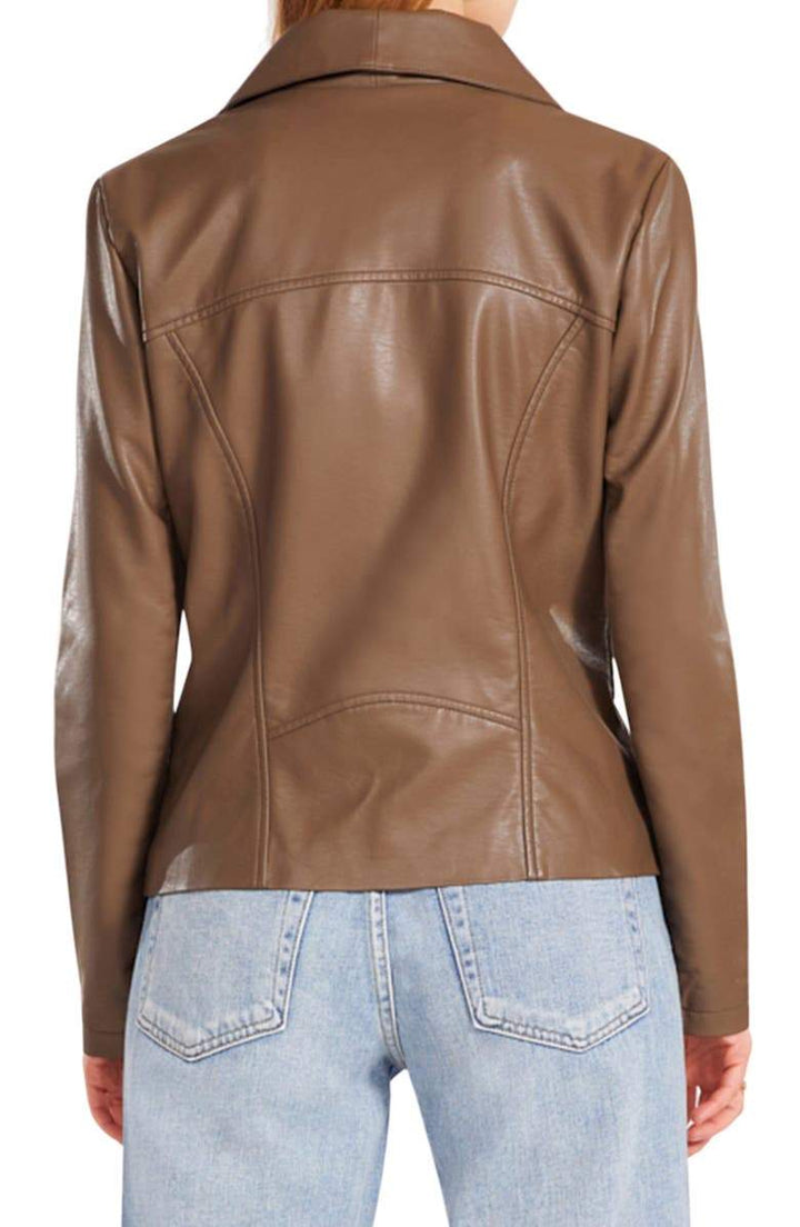 Stylish Brown Biker Leather Jacket for women in USA