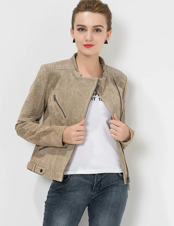 Slim Fit Genuine Leather Jacket for Women By TJS