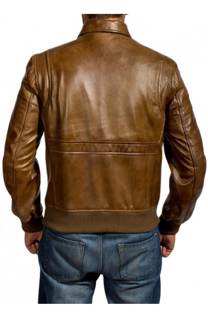 back  view Ansel Elgort Leather 