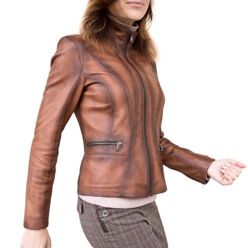 Stylish Brown cow leather jacket