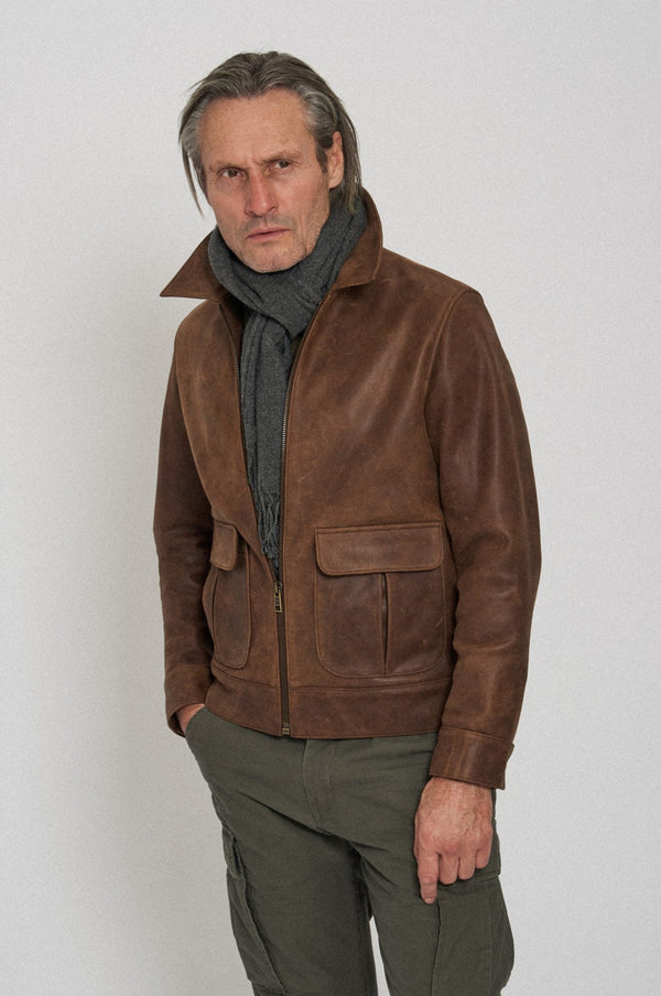 Brown camel leather jacket