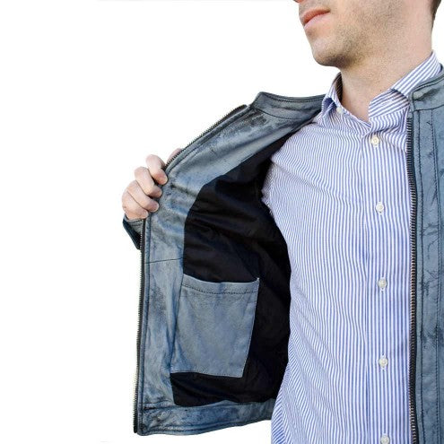 Men's blue stylish biker jacket for men in usa