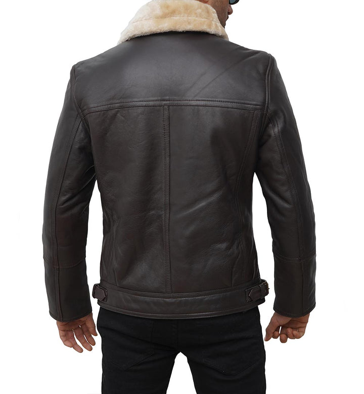 Asymmetrical Shearling Men's Leather Coat