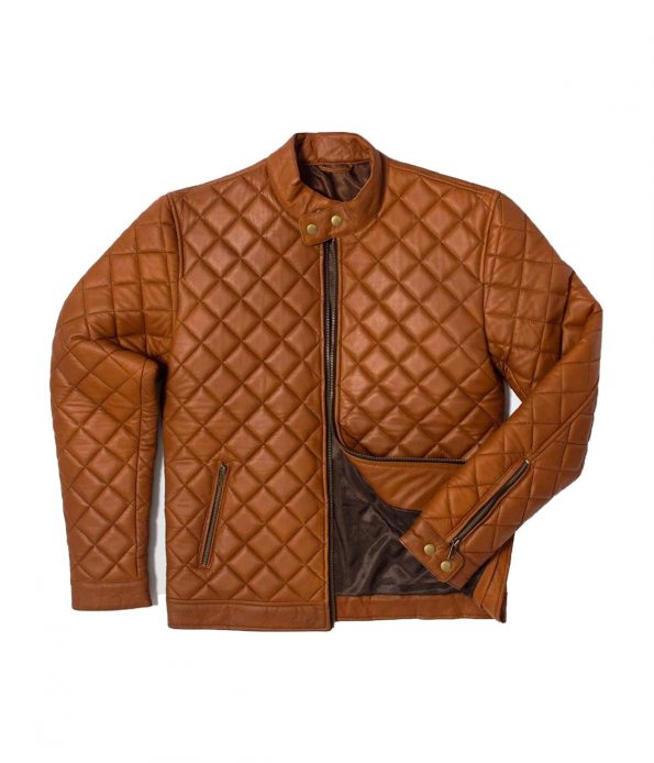 Slim Fit Quilted Biker Leather Jacket in USA