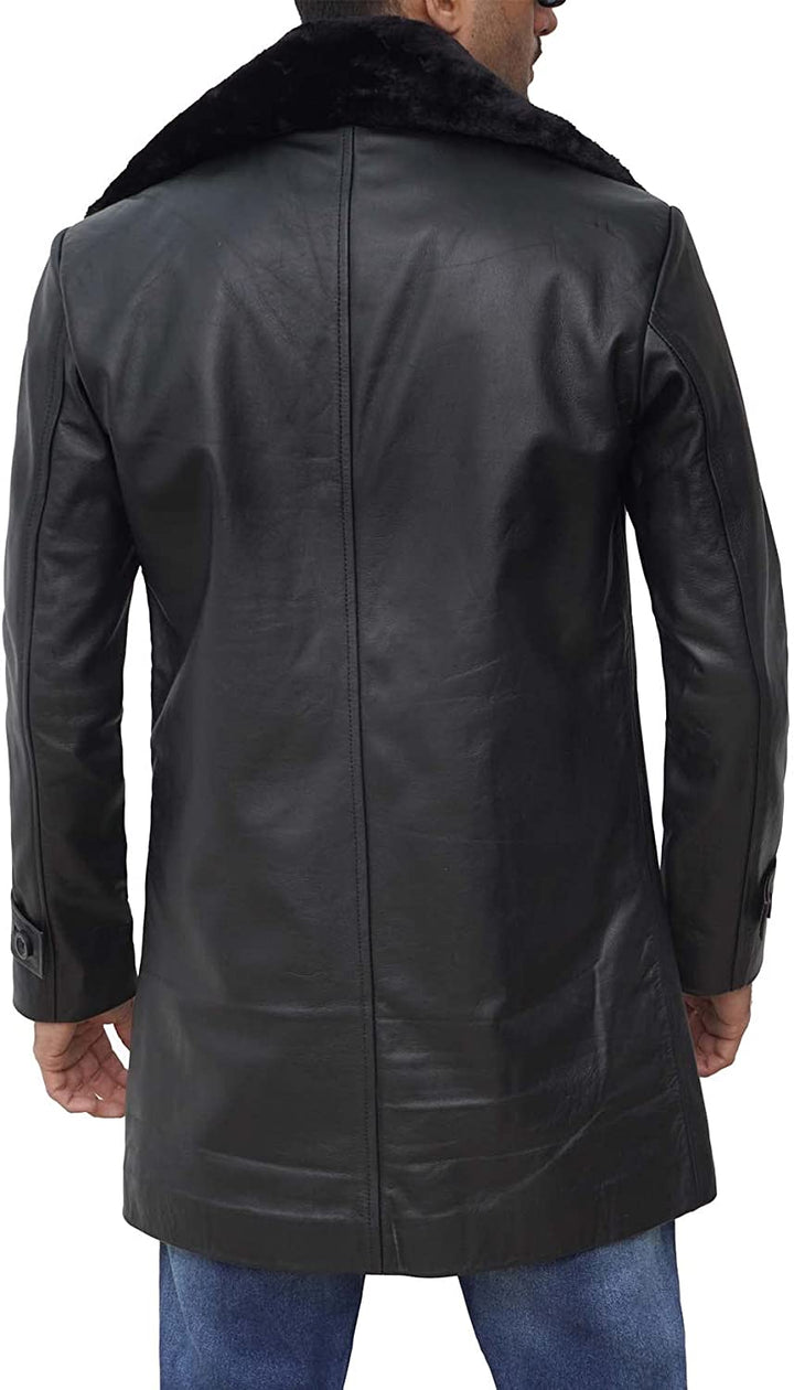 Classic Men's Leather Coat with Sherpa Lining in usa