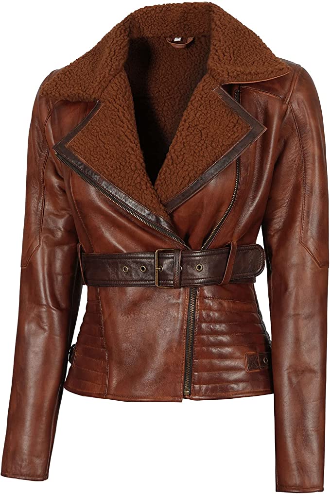 Faux fur leather jacket for women in USA