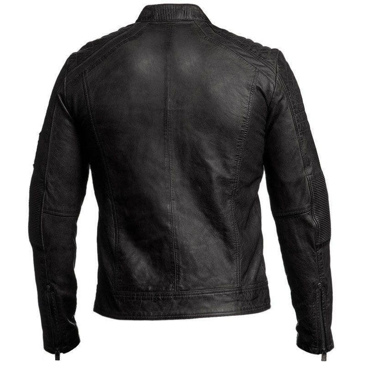 Mens Bomber Style Jacket Classic Vintage Black Leather in usa