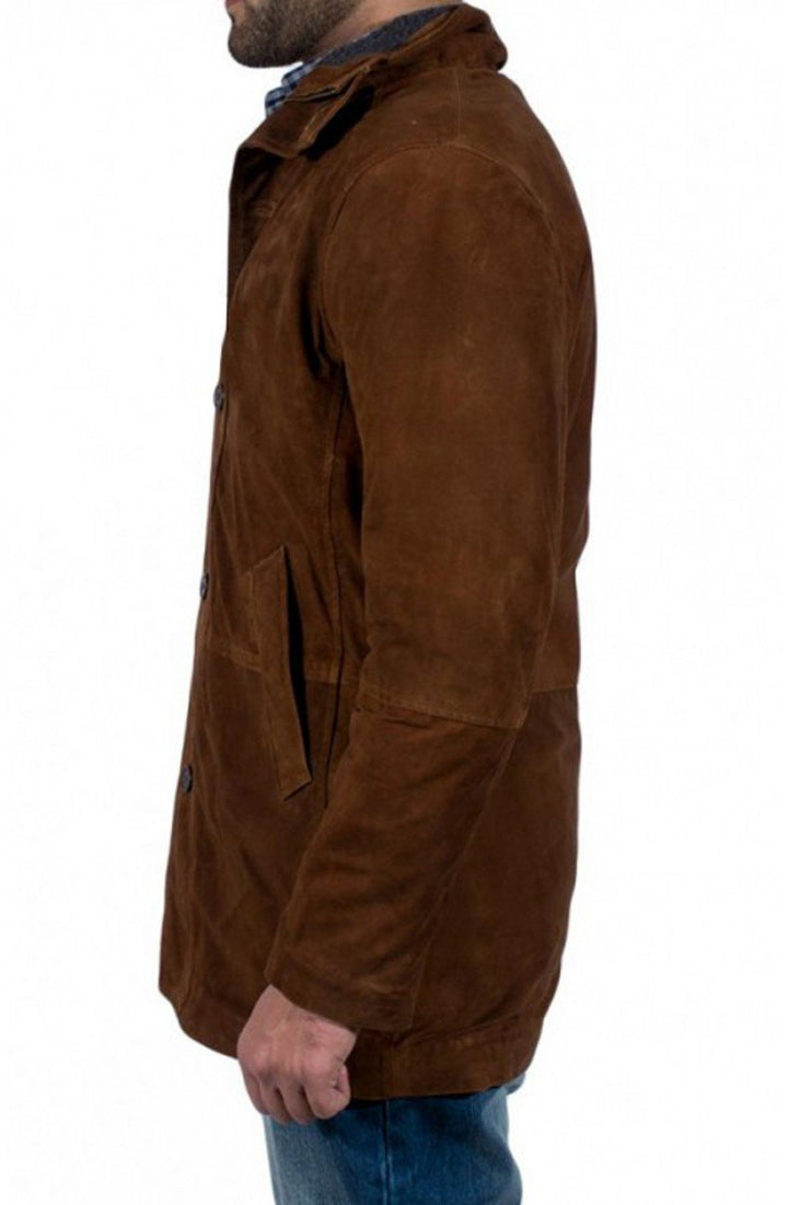 Brown coat leather suede for men in USA