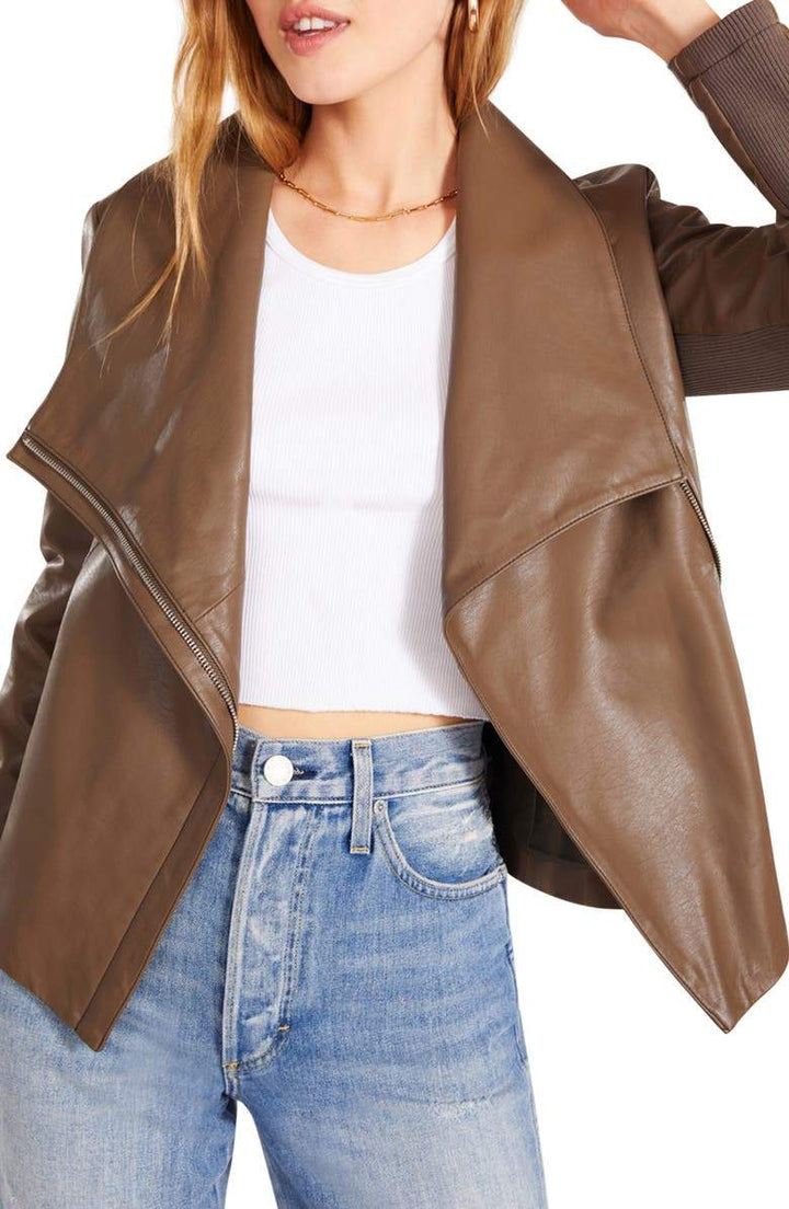 Brown Biker leather jacket for women in USA