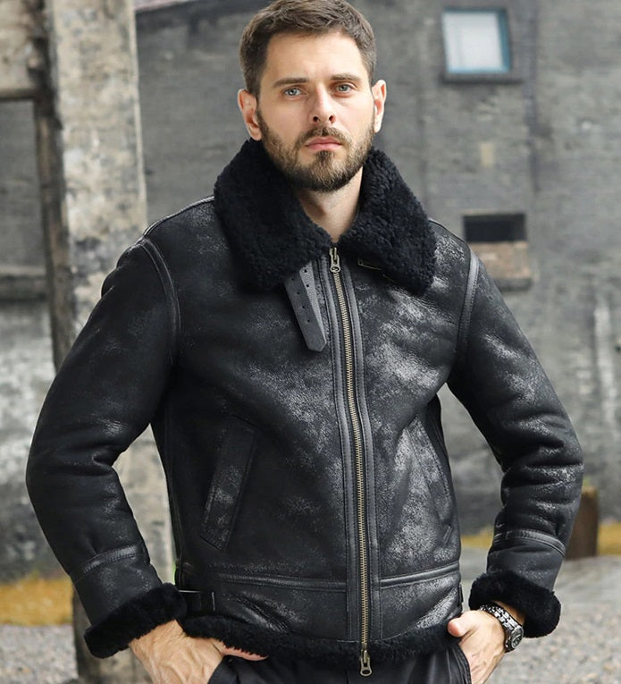 Winter Style Black leather jacket for men