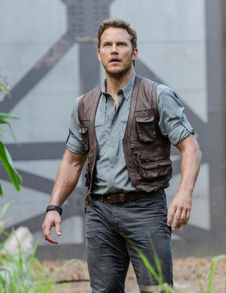 Famous Chris Pratt Owen Jurassic World Premium Leather Vest in uk