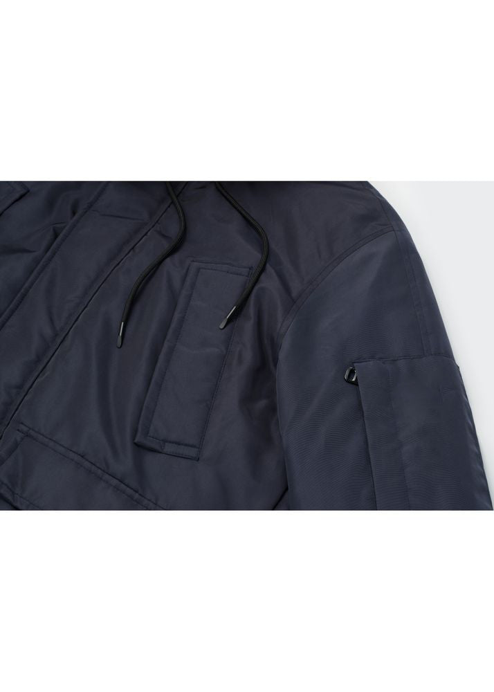 Non Detachable Hood Style Classic Navy Blue Men's Winter Jacket in USA