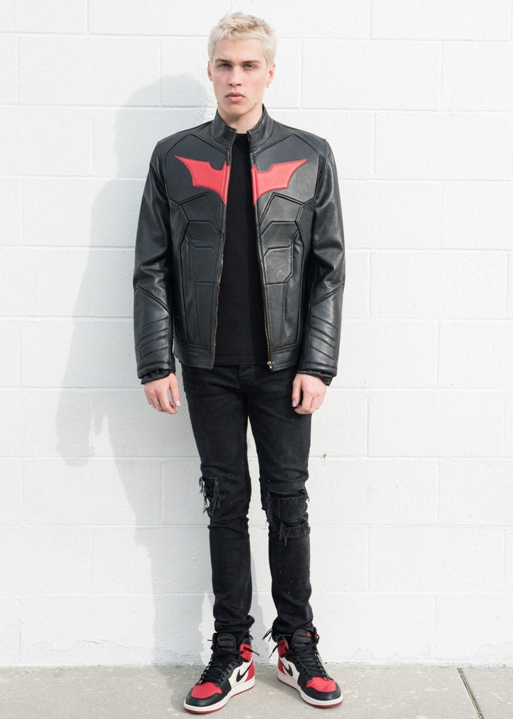 Black Batman Decant Leather Jacket for men in uk