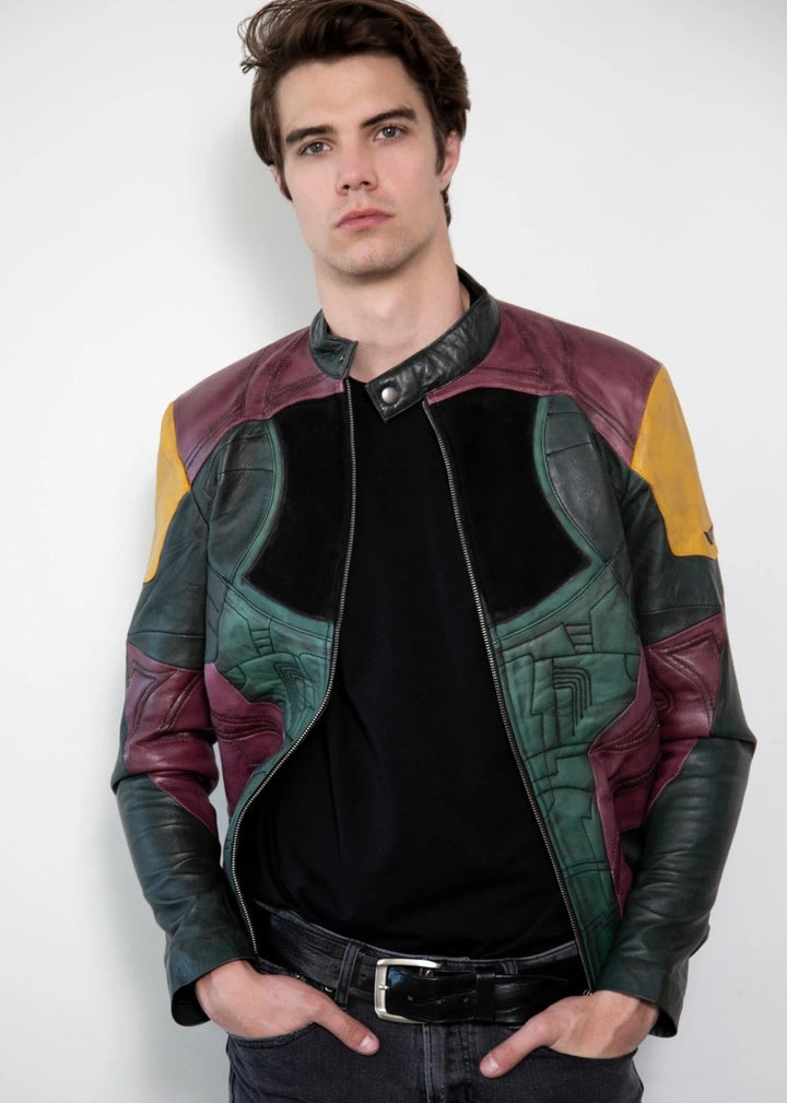 Sheepskin multi color leather jacket for men in USA