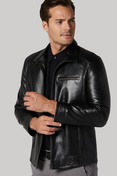 Timeless Bernie Classic Black Leather Jacket in USA market