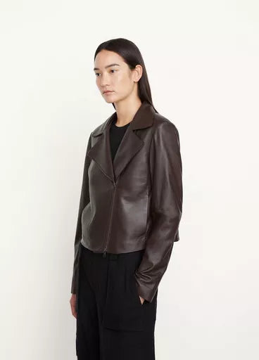 Classic Leather Zip Front Jacket