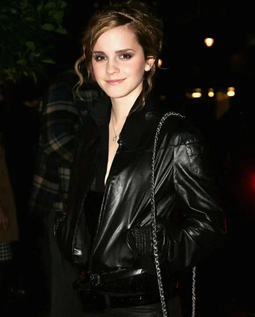  Emma Watson Black Leather Jacket