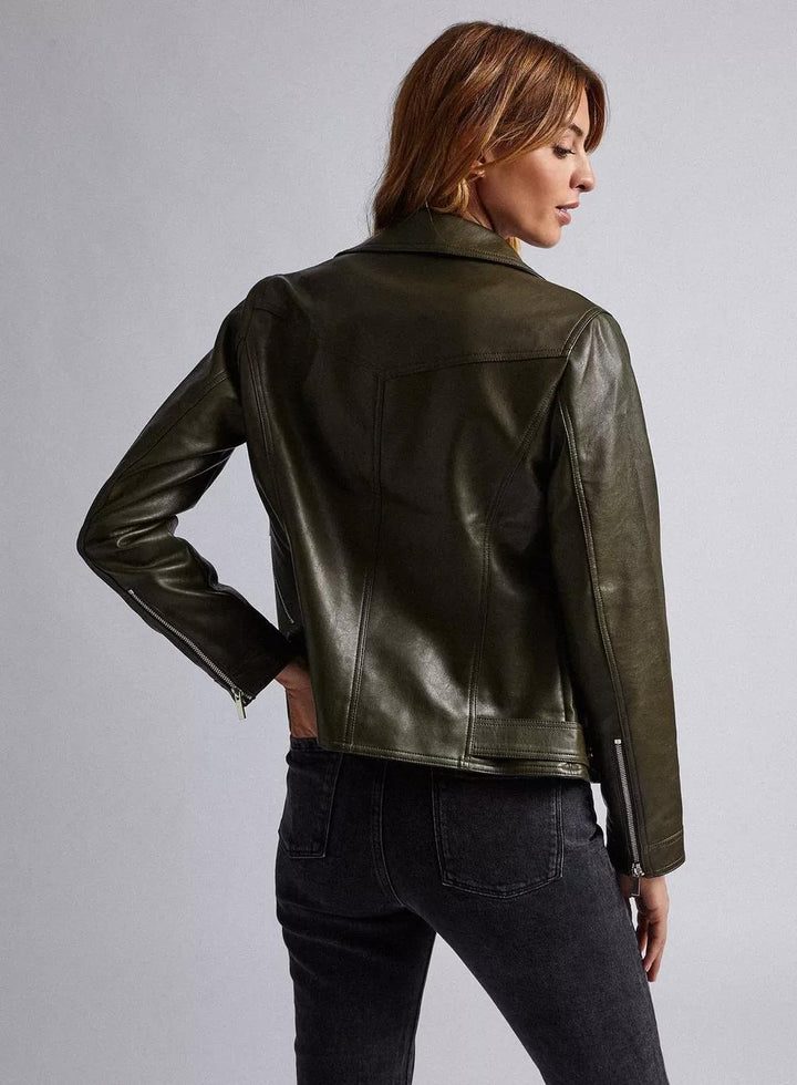 Green Biker jacket for women in USA