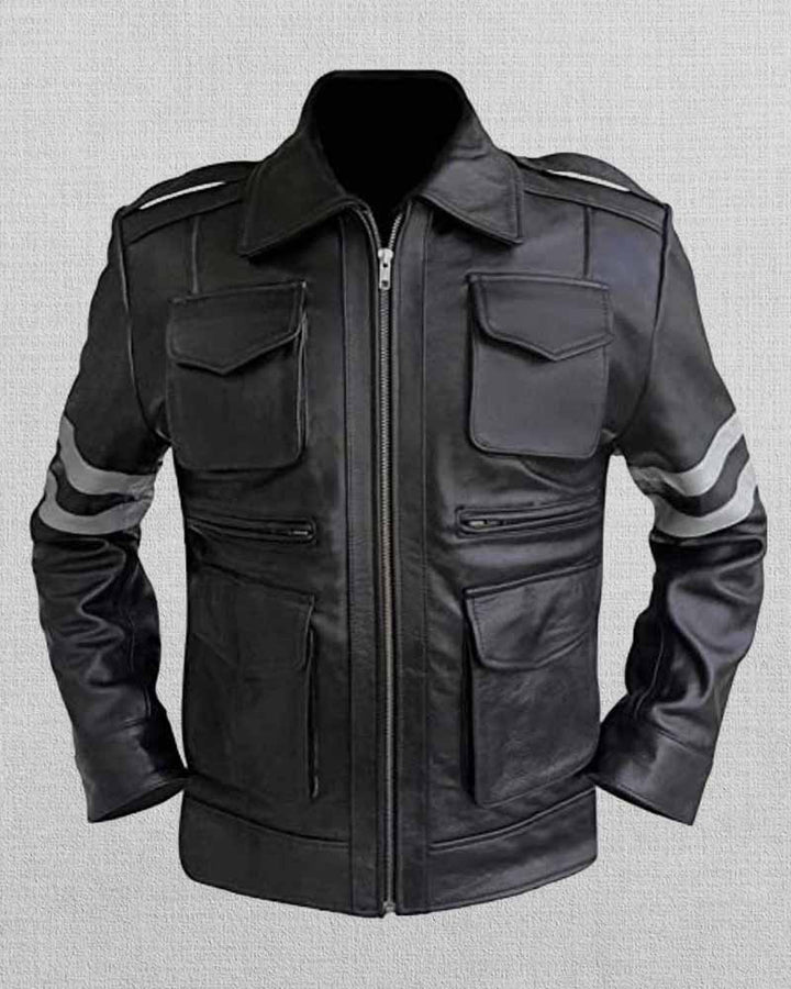 Black Synthetic Leather Jacket Inspired by Leon Kennedy in US