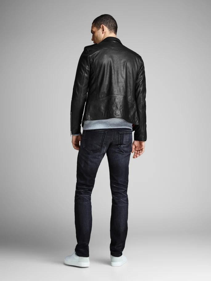 Shiny Black Biker Stylish Leather Jacket For Men in uk