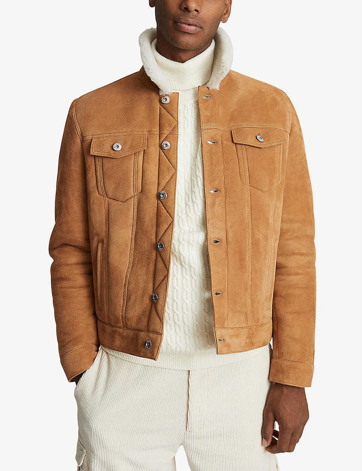 Brown fur collar jacket for men in usa