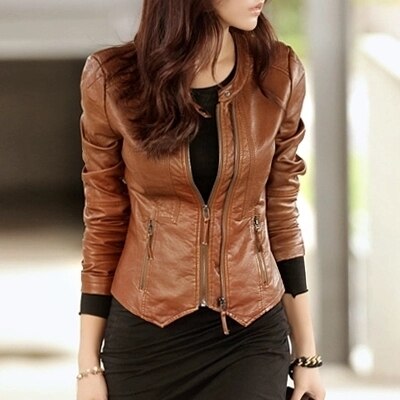 Real leather jacket for women