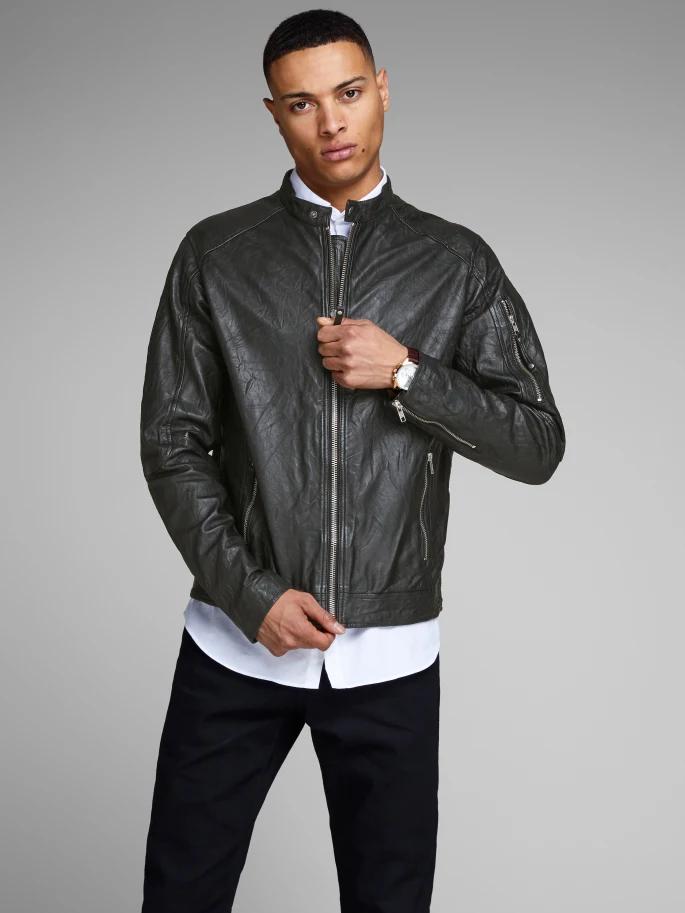 Round neck bomber leather in USA