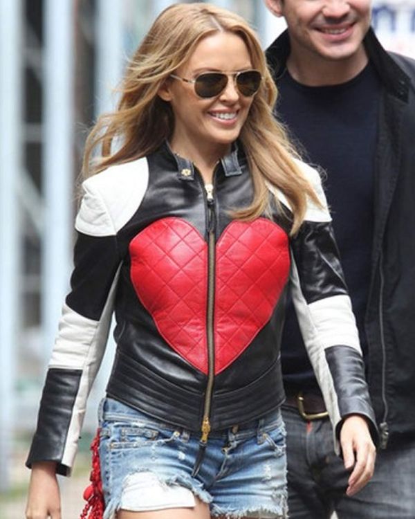 Red heart leather jacket for women in USA