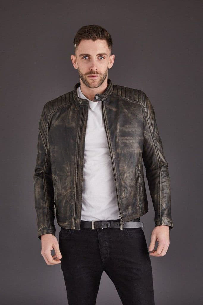 Vintage biker leather jacket for men