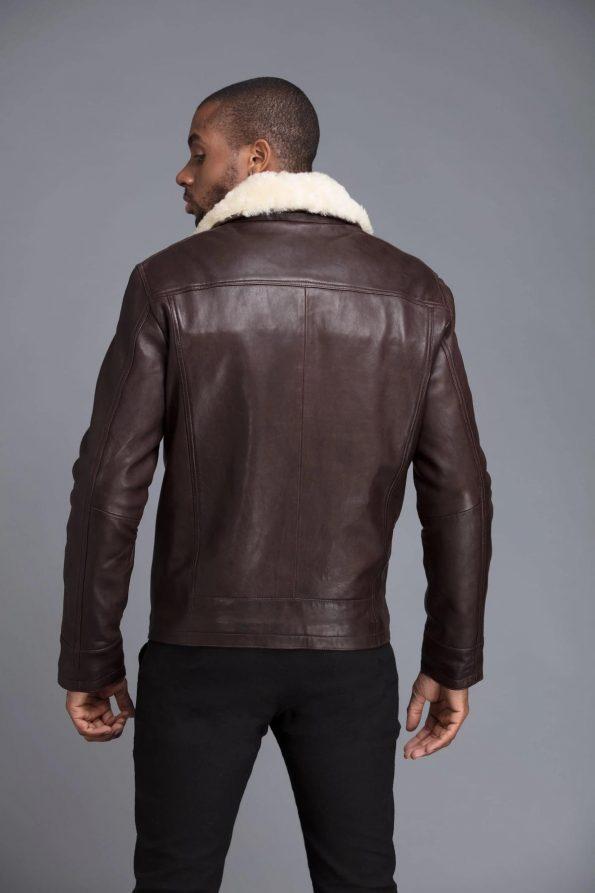 Chocolate Color Real Faux Fur Eskimo Collar  Jacket For Men in uk