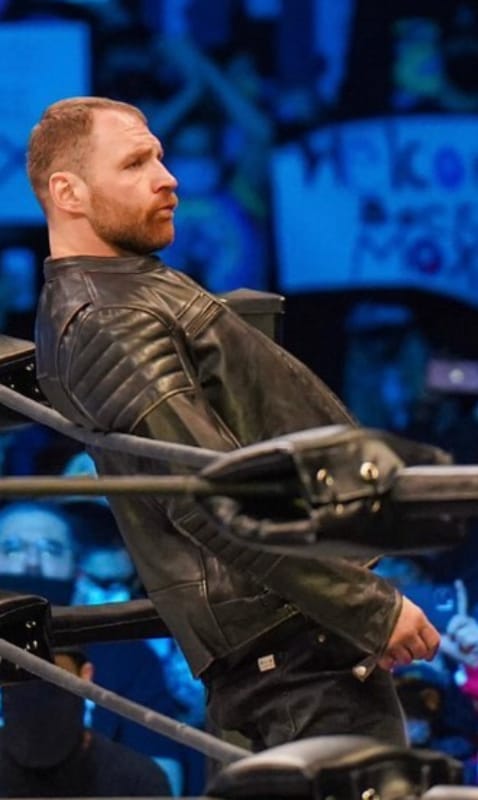 Iconic black leather jacket worn by Jon Moxley at AEW return in US market