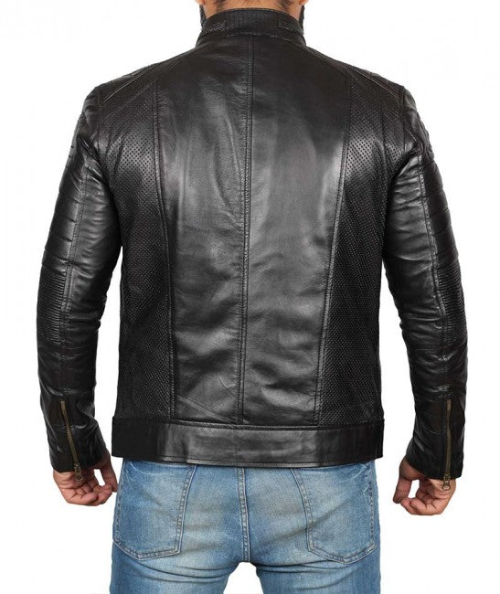 Black Leather Jacket For Men’s by TJS
