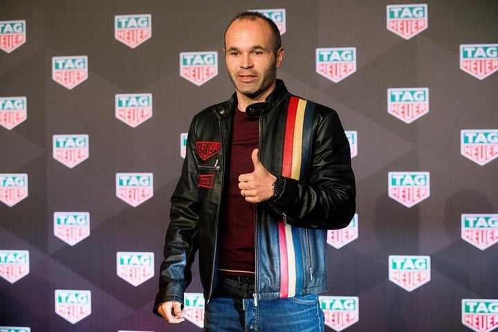 Andrés Iniesta's dapper leather jacket from The Jacket Seller in USA market