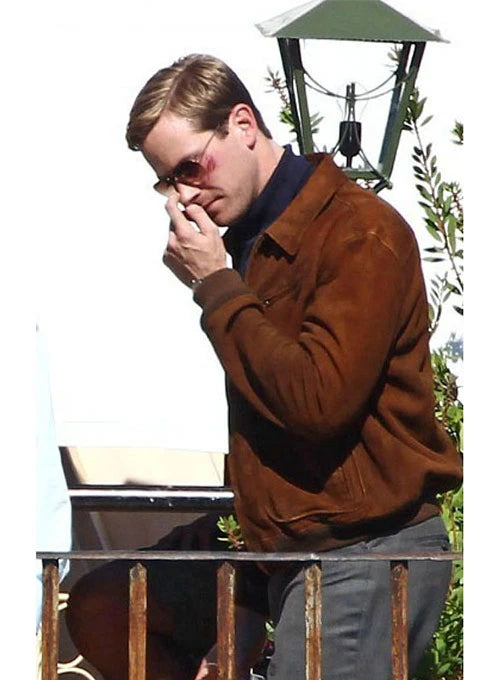 Experience espionage chic with Armie Hammer's premium leather jacket in UK market