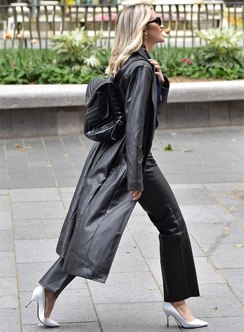 Leather coat worn by Ashley Roberts adds a touch of sophistication to her look in United state market