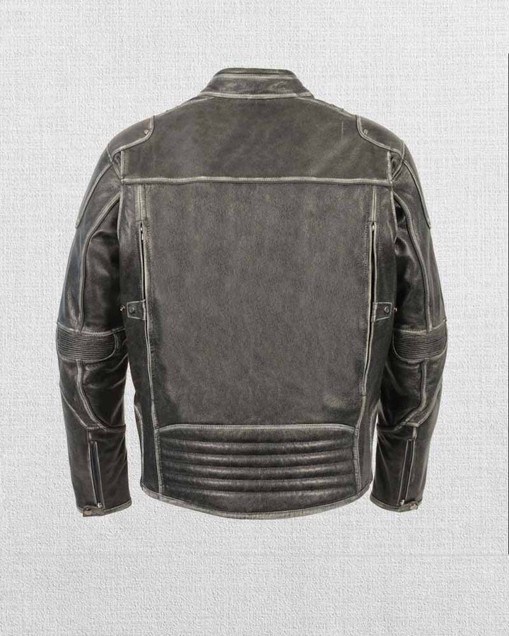 USA made men's vintage distressed leather jacket