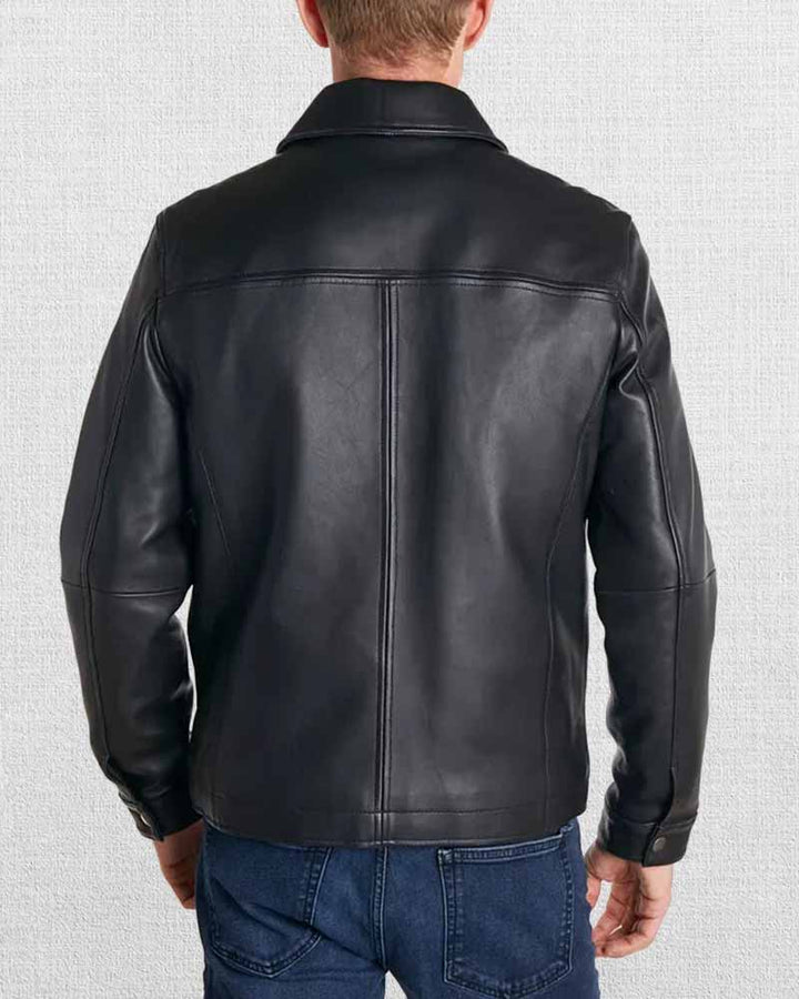 Men's genuine leather jacket with a traditional silhouette in USA