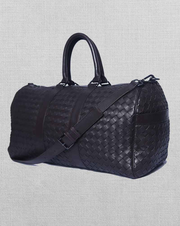 Versatile Leather Duffle Bag with Braided Detailing in American style