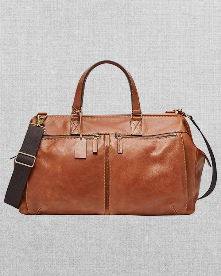 Stylish Fossil Men's Leather Travel Duffle Bag in USA market
