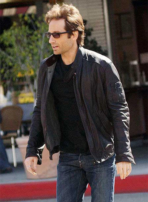 Stylish Leather Jacket as Seen on Hank Moody in France style