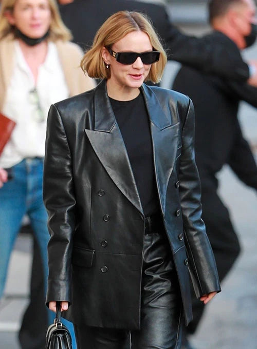 Carey Mulligan exudes elegance in a sophisticated leather trench coat in United state market
