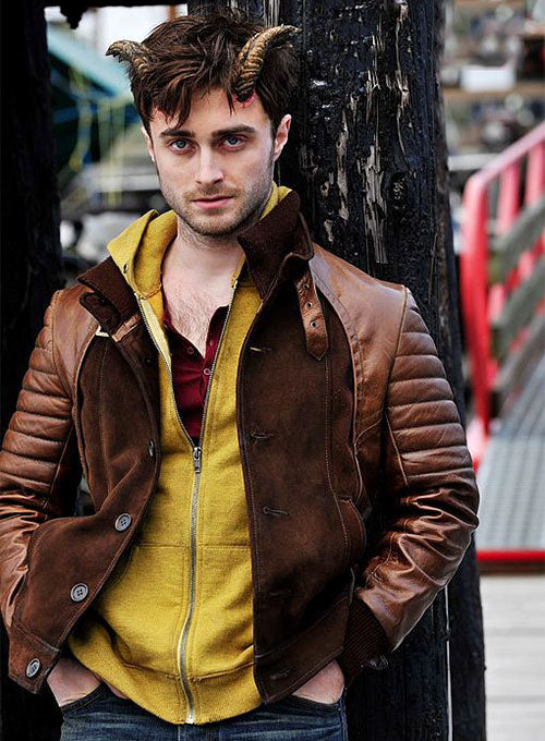 Daniel Radcliffe IG Perish Horns decant leather jacket front view in USA