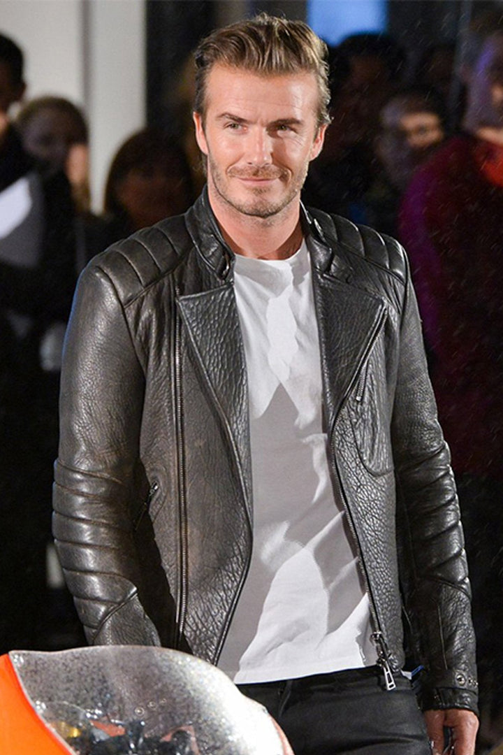 Stylish sheep leather jacket worn by David Beckham in France style