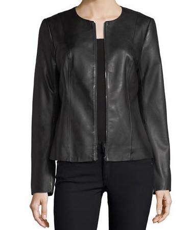 Classic black leather jacket for women in USA