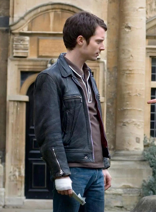 Fashion-forward leather jacket inspired by Elijah Wood's style in German market